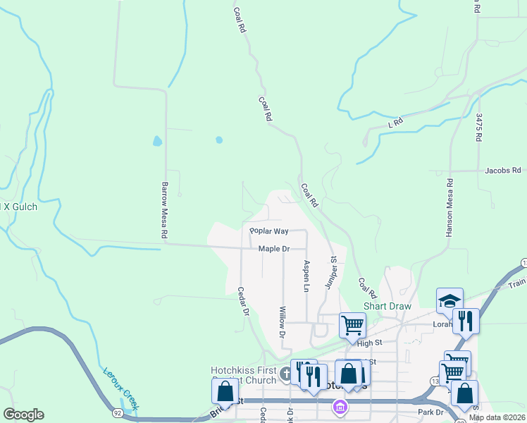 map of restaurants, bars, coffee shops, grocery stores, and more near 810 Pine Drive in Hotchkiss