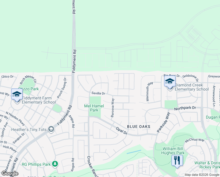 map of restaurants, bars, coffee shops, grocery stores, and more near 1732 Adrienne Dr in Roseville