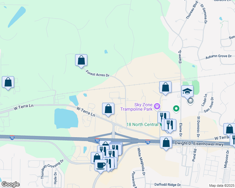 map of restaurants, bars, coffee shops, grocery stores, and more near 799 Genteman Road in O'Fallon