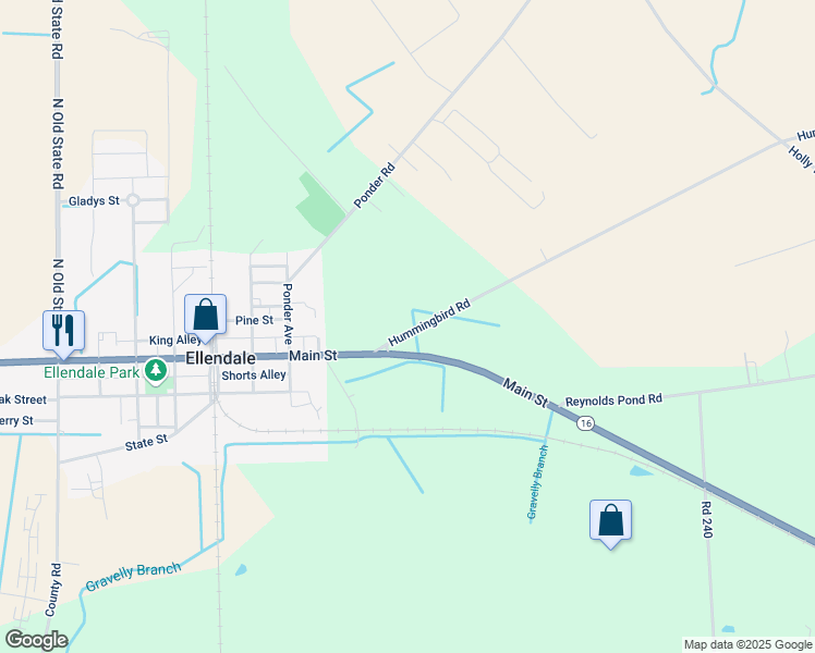 map of restaurants, bars, coffee shops, grocery stores, and more near 19277 Hummingbird Road in Ellendale
