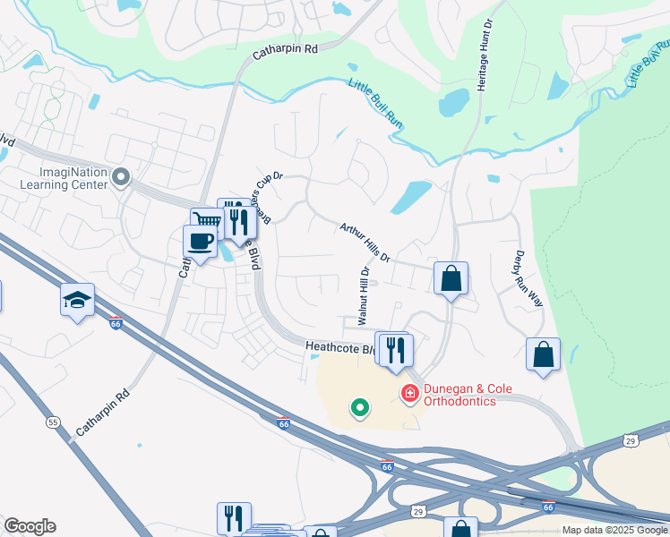 map of restaurants, bars, coffee shops, grocery stores, and more near 13924 Real Quite Court in Gainesville