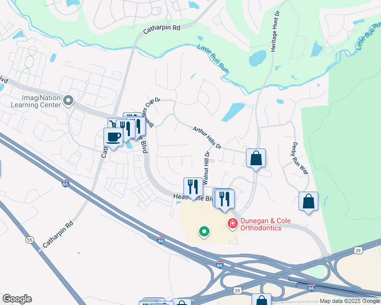 map of restaurants, bars, coffee shops, grocery stores, and more near 13924 Real Quite Court in Gainesville