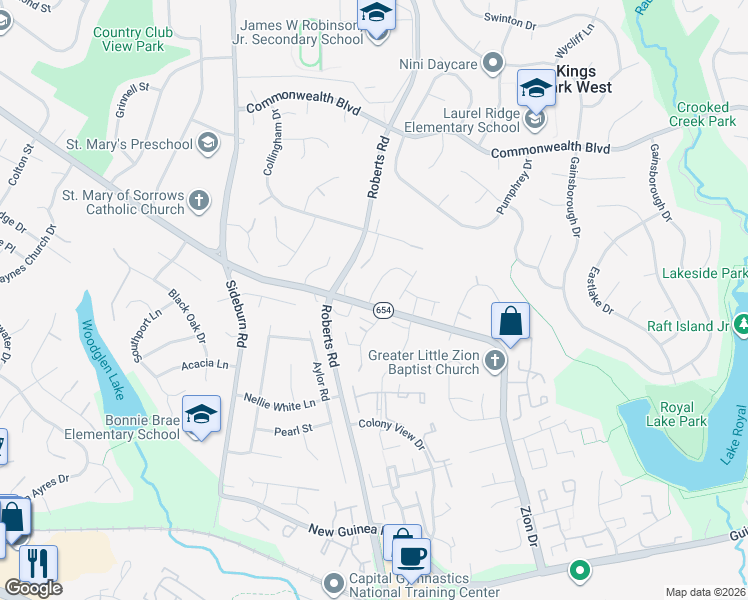 map of restaurants, bars, coffee shops, grocery stores, and more near 5317 Danas Crossing Drive in Fairfax