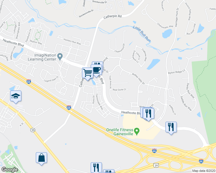 map of restaurants, bars, coffee shops, grocery stores, and more near 6836 Tred Avon Place in Gainesville