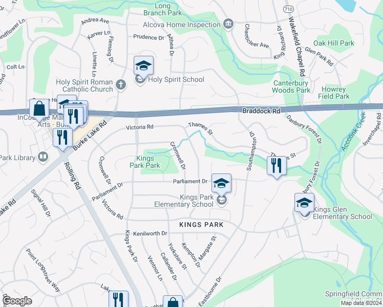 map of restaurants, bars, coffee shops, grocery stores, and more near 8639 Victoria Road in Springfield