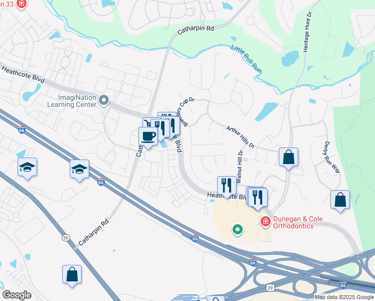 map of restaurants, bars, coffee shops, grocery stores, and more near 6836 Tred Avon Place in Gainesville