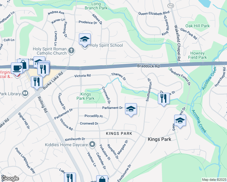 map of restaurants, bars, coffee shops, grocery stores, and more near 8639 Victoria Road in Springfield