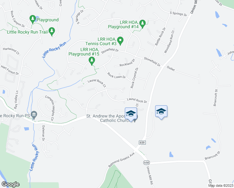 map of restaurants, bars, coffee shops, grocery stores, and more near 13774 Laurel Rock Drive in Clifton