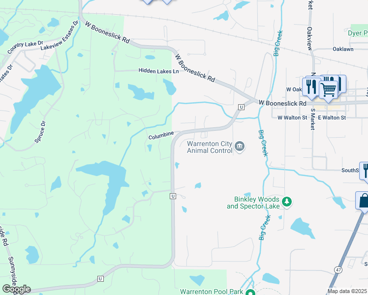 map of restaurants, bars, coffee shops, grocery stores, and more near 601 Garnet Court in Warrenton