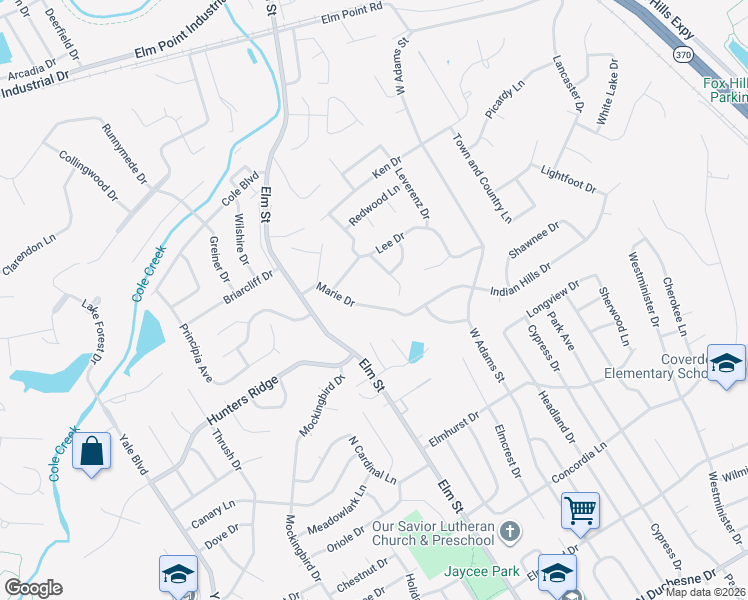 map of restaurants, bars, coffee shops, grocery stores, and more near 29 Marie Drive in Saint Charles