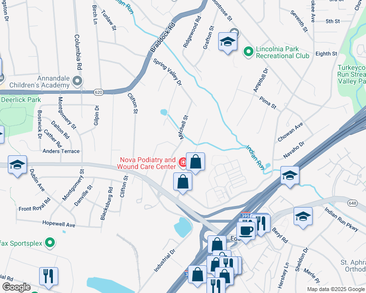 map of restaurants, bars, coffee shops, grocery stores, and more near 5231 Mitchell Street in Alexandria