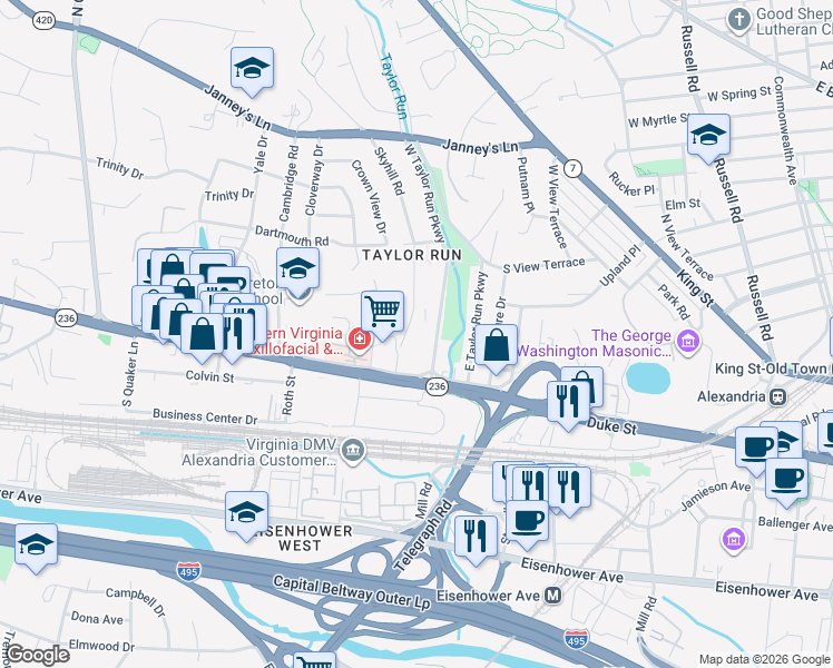 map of restaurants, bars, coffee shops, grocery stores, and more near 101 Independence Avenue Southeast in Washington