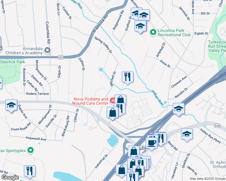 map of restaurants, bars, coffee shops, grocery stores, and more near 5231 Mitchell Street in Alexandria