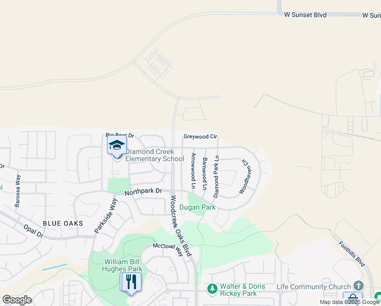 map of restaurants, bars, coffee shops, grocery stores, and more near 1513 Arrow Wood Lane in Roseville
