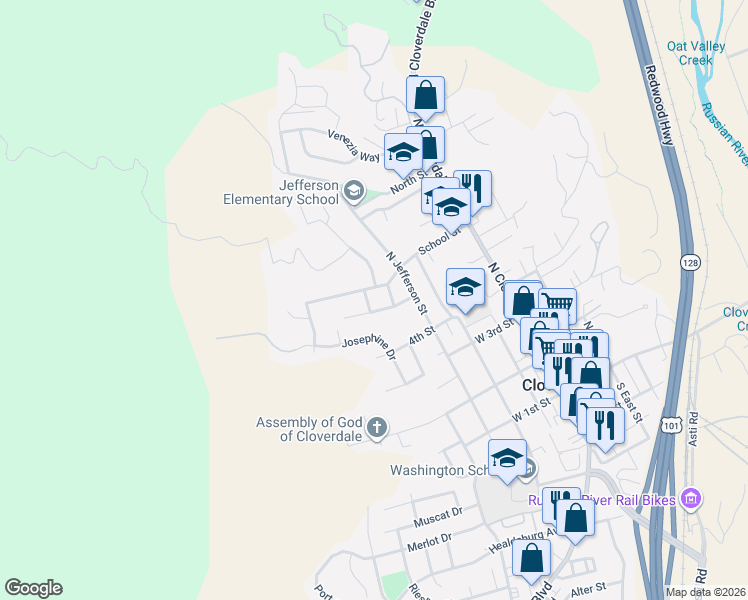 map of restaurants, bars, coffee shops, grocery stores, and more near 488 Haehl Street in Cloverdale