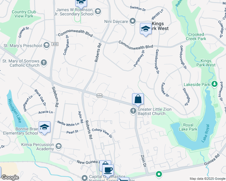 map of restaurants, bars, coffee shops, grocery stores, and more near 10262 Lindsey Meadow Court in Fairfax