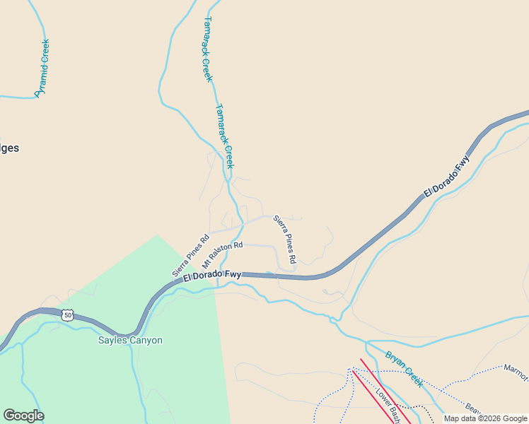 map of restaurants, bars, coffee shops, grocery stores, and more near 7177 Sierra Pines Road in Twin Bridges