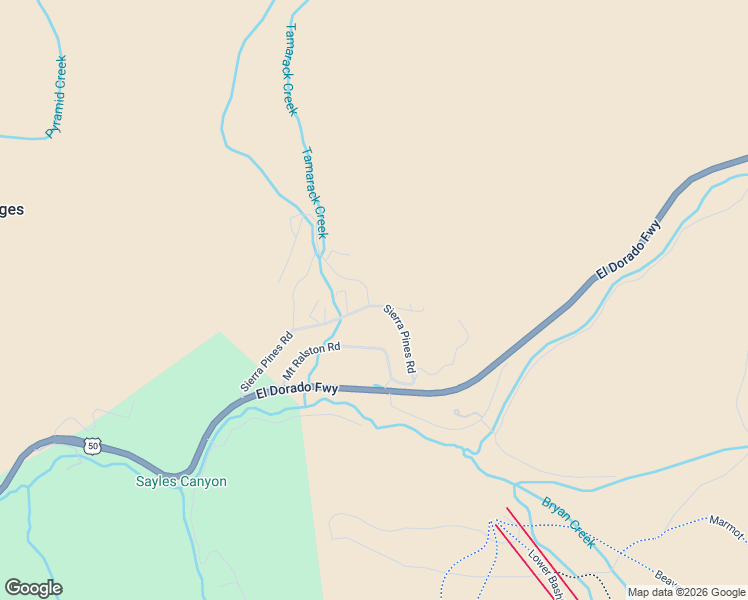 map of restaurants, bars, coffee shops, grocery stores, and more near 7177 Sierra Pines Road in Twin Bridges