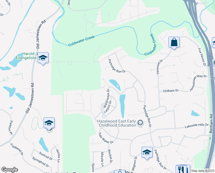 map of restaurants, bars, coffee shops, grocery stores, and more near 12427 Sea Lane Drive in Florissant