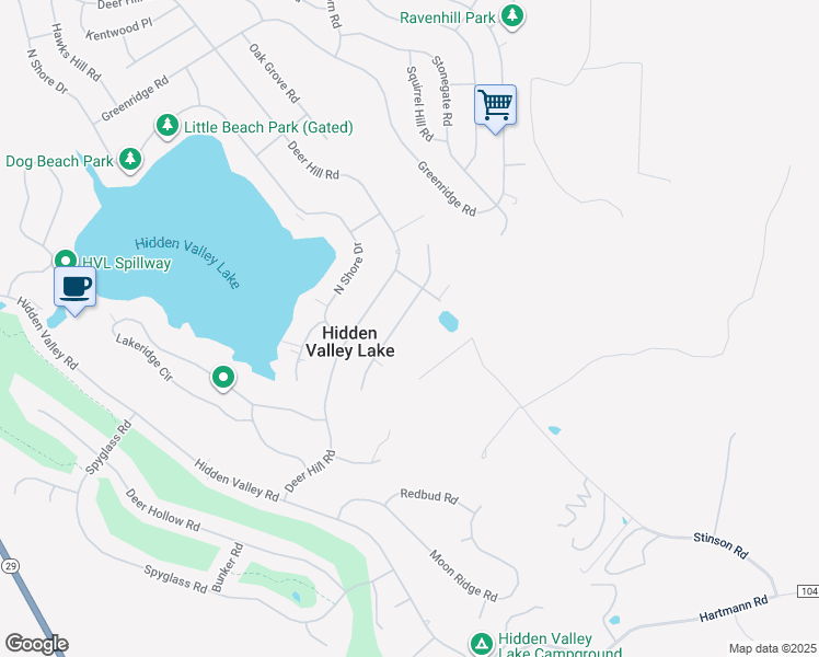 map of restaurants, bars, coffee shops, grocery stores, and more near 17372 Meadow View Drive in Hidden Valley Lake