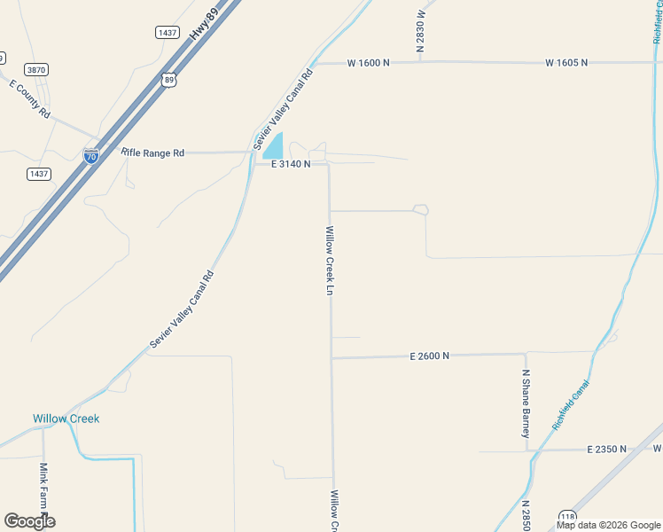 map of restaurants, bars, coffee shops, grocery stores, and more near 2890 North 2330 East in Richfield