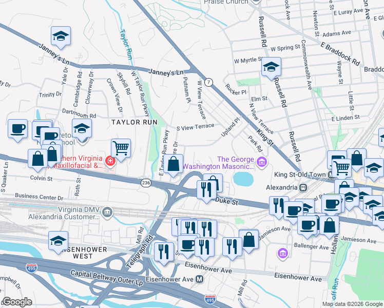 map of restaurants, bars, coffee shops, grocery stores, and more near 101 Independence Avenue Southeast in Washington