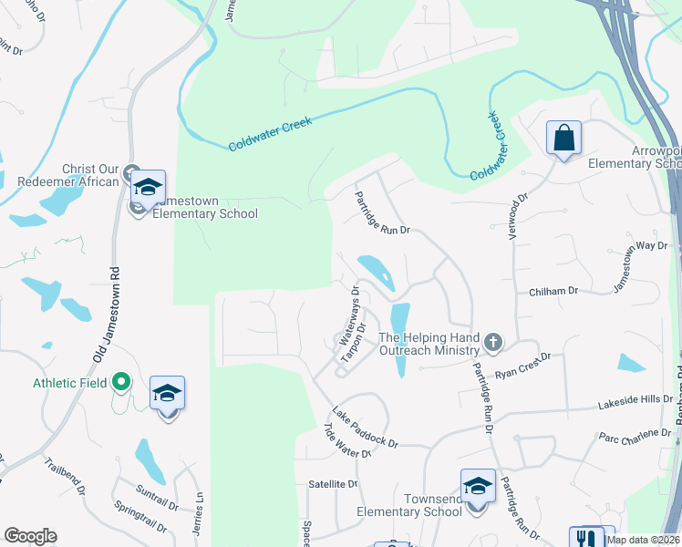 map of restaurants, bars, coffee shops, grocery stores, and more near 6466 White Cap Lane in Florissant