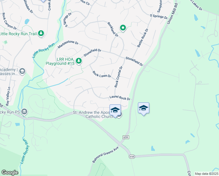 map of restaurants, bars, coffee shops, grocery stores, and more near 6704 Rock Fall Court in Clifton