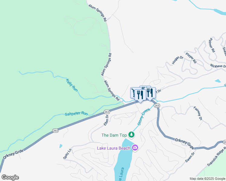 map of restaurants, bars, coffee shops, grocery stores, and more near 172 Alum Springs Road in Basye