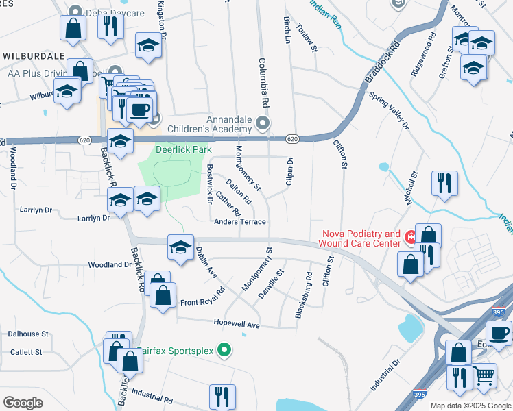 map of restaurants, bars, coffee shops, grocery stores, and more near 5227 Dalton Road in Springfield