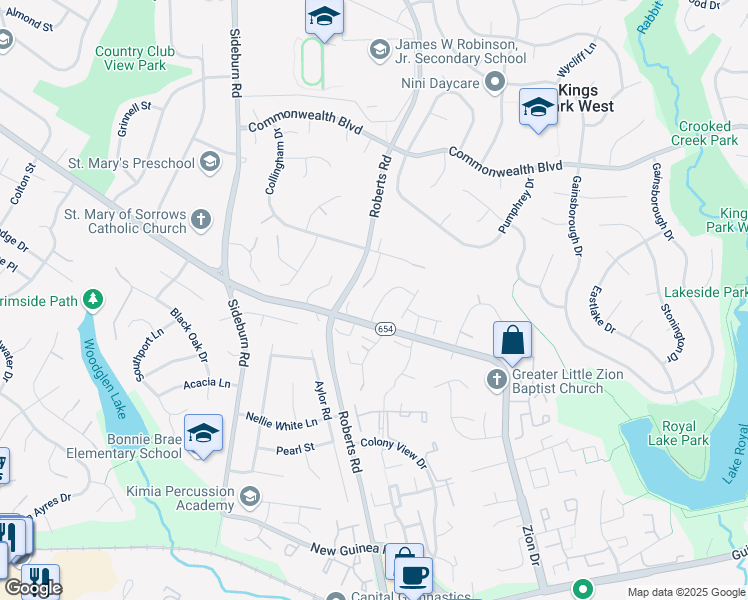 map of restaurants, bars, coffee shops, grocery stores, and more near 5312 Danas Crossing Drive in Fairfax