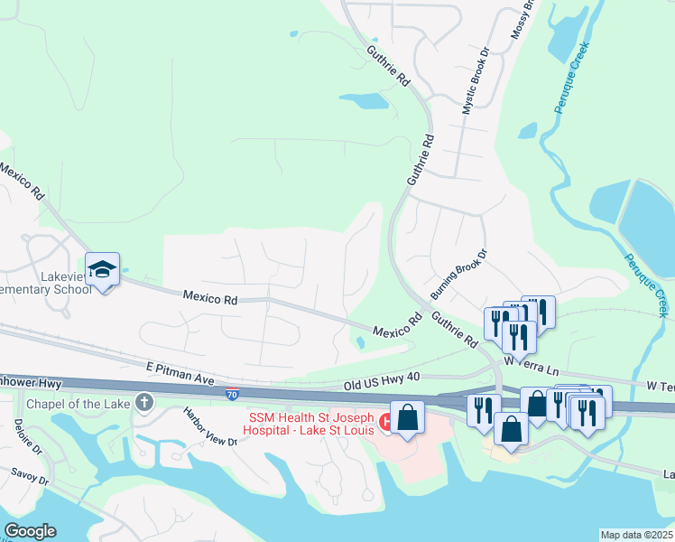 map of restaurants, bars, coffee shops, grocery stores, and more near 123 Brookview Way Drive in O'Fallon