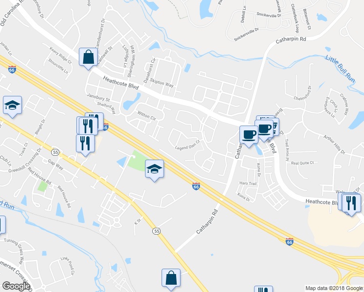 map of restaurants, bars, coffee shops, grocery stores, and more near 14234 Legend Glen Court in Gainesville