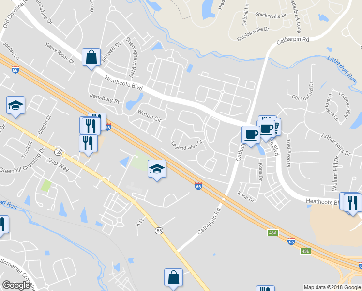map of restaurants, bars, coffee shops, grocery stores, and more near 14240 Legend Glen Court in Gainesville