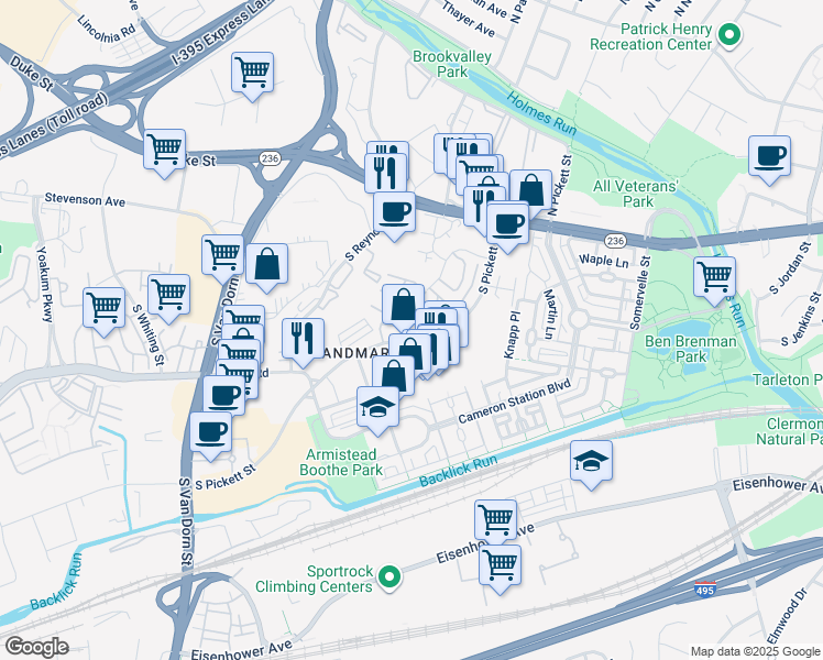map of restaurants, bars, coffee shops, grocery stores, and more near 249 South Pickett Street in Alexandria