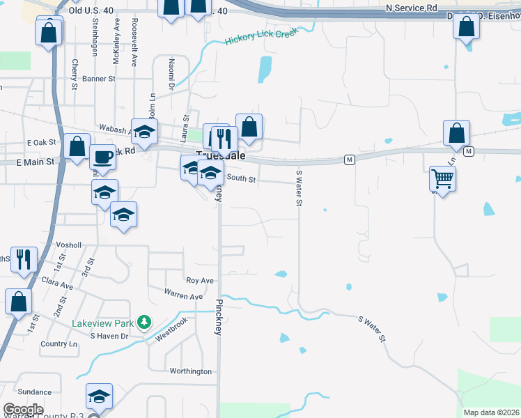map of restaurants, bars, coffee shops, grocery stores, and more near 924 South Street in Truesdale