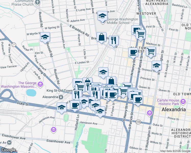 map of restaurants, bars, coffee shops, grocery stores, and more near 101 Independence Avenue Southeast in Washington