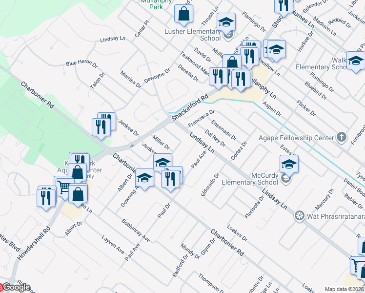 map of restaurants, bars, coffee shops, grocery stores, and more near 1430 Moellering Drive in Florissant