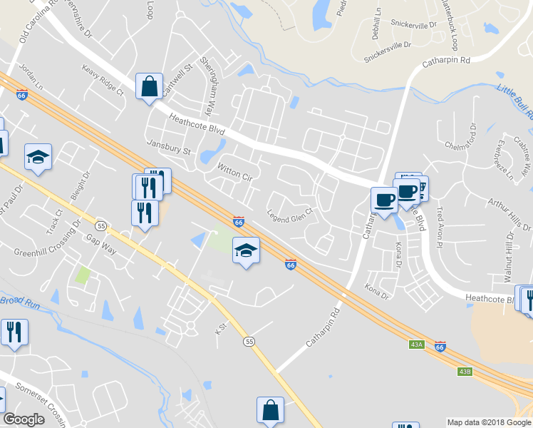 map of restaurants, bars, coffee shops, grocery stores, and more near 14267 Legend Glen Court in Gainesville