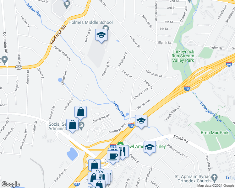 map of restaurants, bars, coffee shops, grocery stores, and more near 5228 Chippewa Place in Alexandria