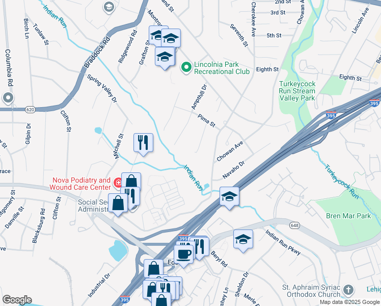 map of restaurants, bars, coffee shops, grocery stores, and more near 5228 Chippewa Place in Alexandria