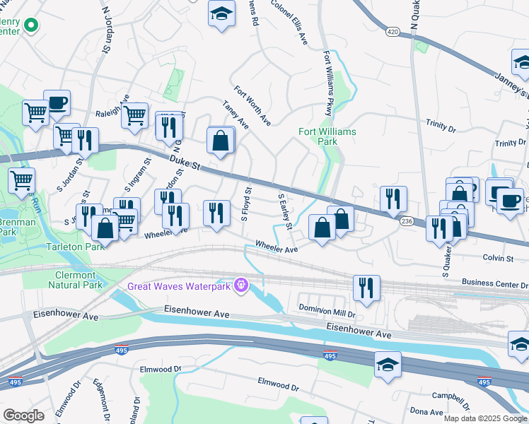 map of restaurants, bars, coffee shops, grocery stores, and more near 3919 Vermont Avenue in Alexandria