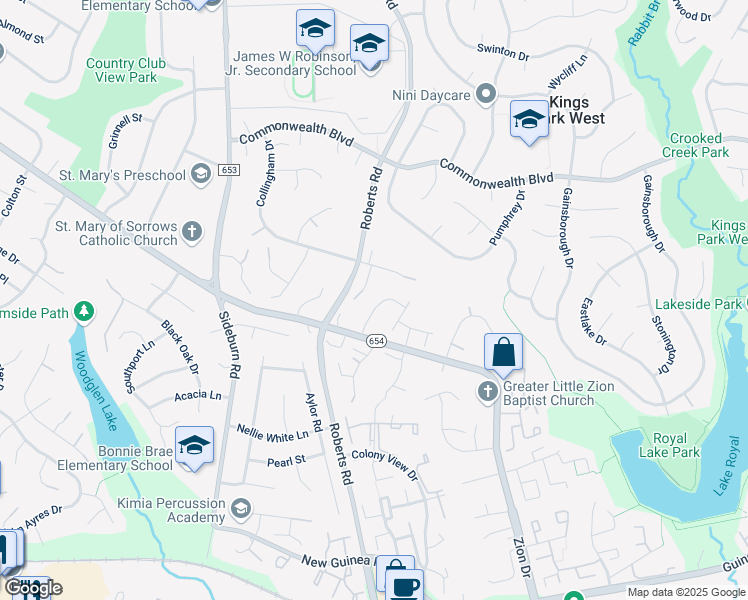 map of restaurants, bars, coffee shops, grocery stores, and more near 5308 Danas Crossing Drive in Fairfax