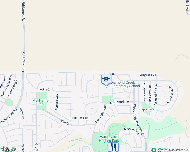 map of restaurants, bars, coffee shops, grocery stores, and more near 3309 Mount Tamalpais Drive in Roseville