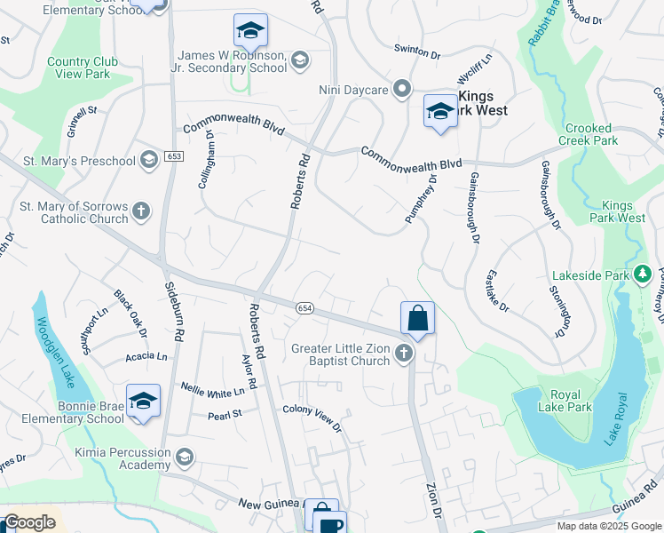 map of restaurants, bars, coffee shops, grocery stores, and more near 5352 Brandon Ridge Way in Fairfax
