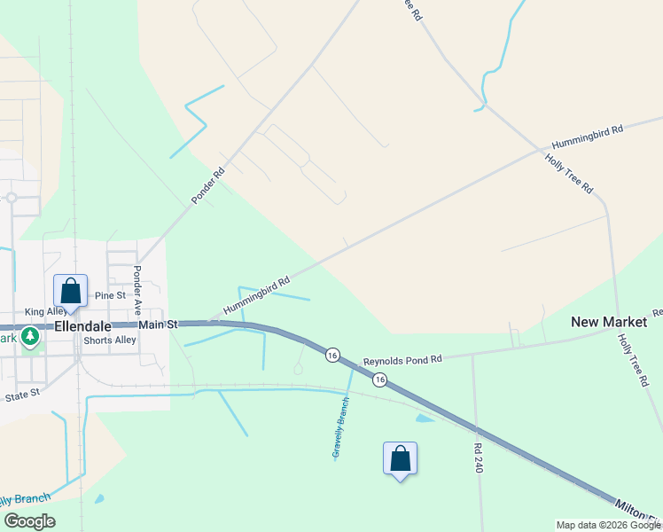 map of restaurants, bars, coffee shops, grocery stores, and more near 19416 Hummingbird Road in Ellendale