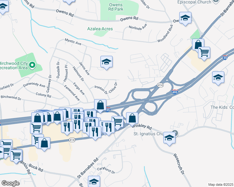 map of restaurants, bars, coffee shops, grocery stores, and more near 1910 Fenwood Avenue in Oxon Hill