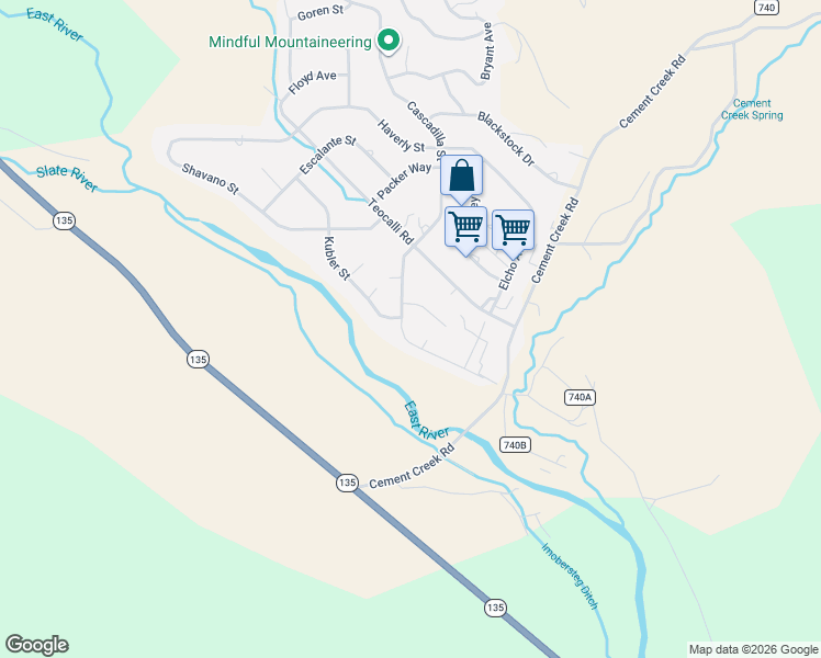 map of restaurants, bars, coffee shops, grocery stores, and more near 230 Cascadilla St in Crested Butte