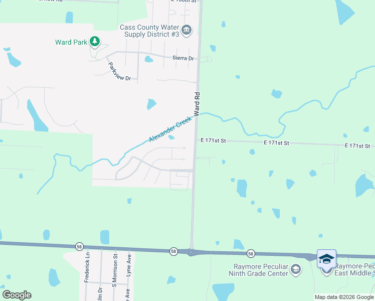 map of restaurants, bars, coffee shops, grocery stores, and more near 378-480 Ward Road in Raymore