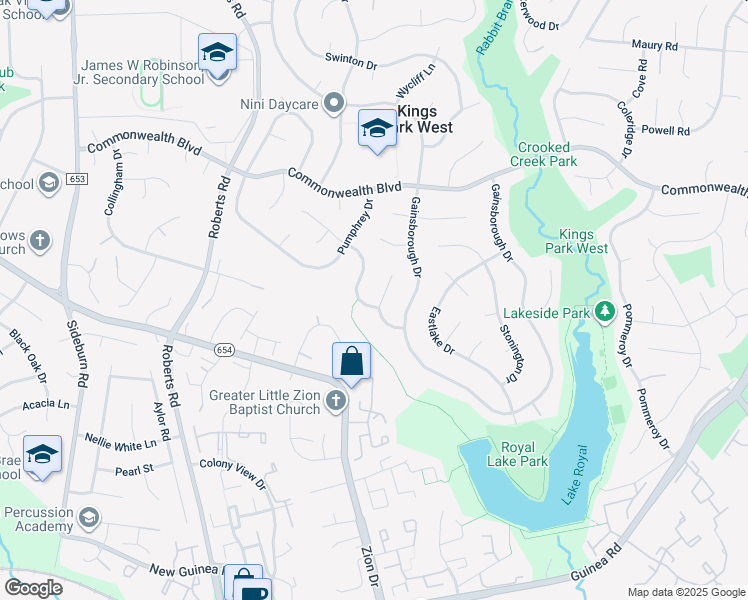 map of restaurants, bars, coffee shops, grocery stores, and more near 5212 Claridge Court in Fairfax